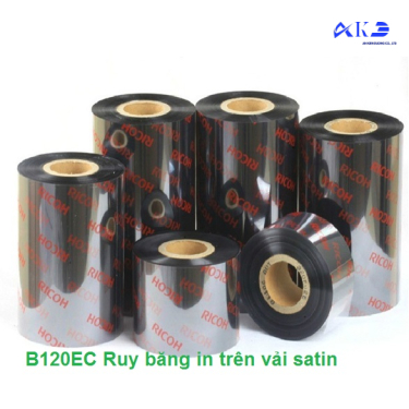 Ruy Băng Mực In Trên Vải Satin, Nhãn Hàng May Mặc, Care Labels . Ruy Băng Ricoh B120EC Size 40mm X 300m