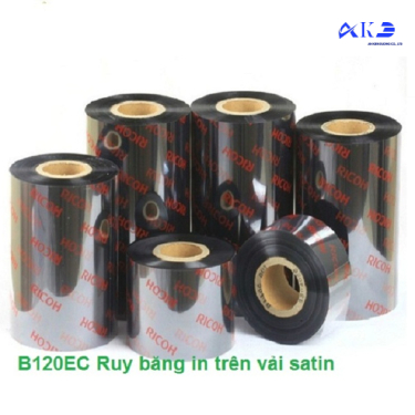 Ruy Băng Mực In Trên Vải Satin, Nhãn Hàng May Mặc, Care Labels . Ruy Băng Ricoh B120EC Size 40mm X 300m