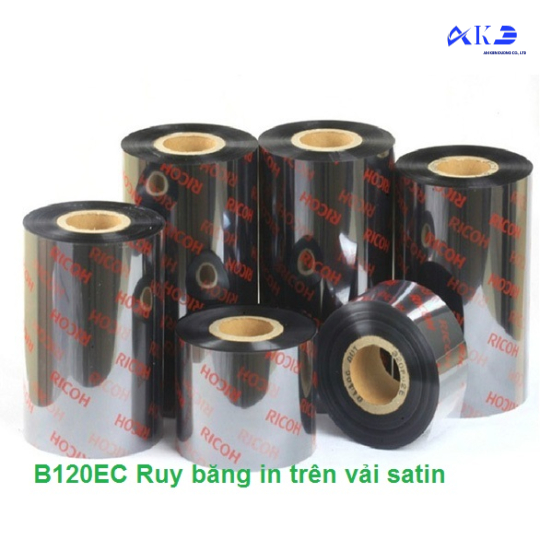 Ruy Băng Mực In Trên Vải Satin, Nhãn Hàng May Mặc, Care Labels . Ruy Băng Ricoh B120EC Size 40mm X 300m